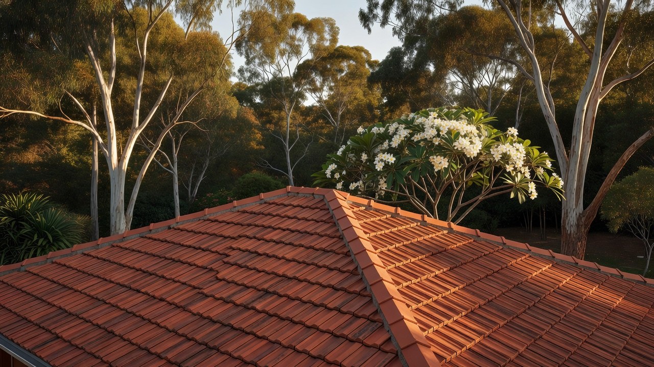 A tile roof on a Brisbane home after storm damage repair